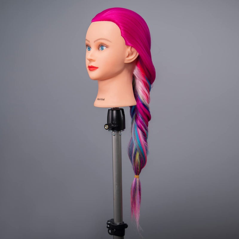 Hairlink 26-28'' Mannequin Head Yaki Synthetic Fiber Hair Styling Training Head Dolls for Cosmetology Manikin Maniquins Practice Head with Stand (6611W0320) - Image 2